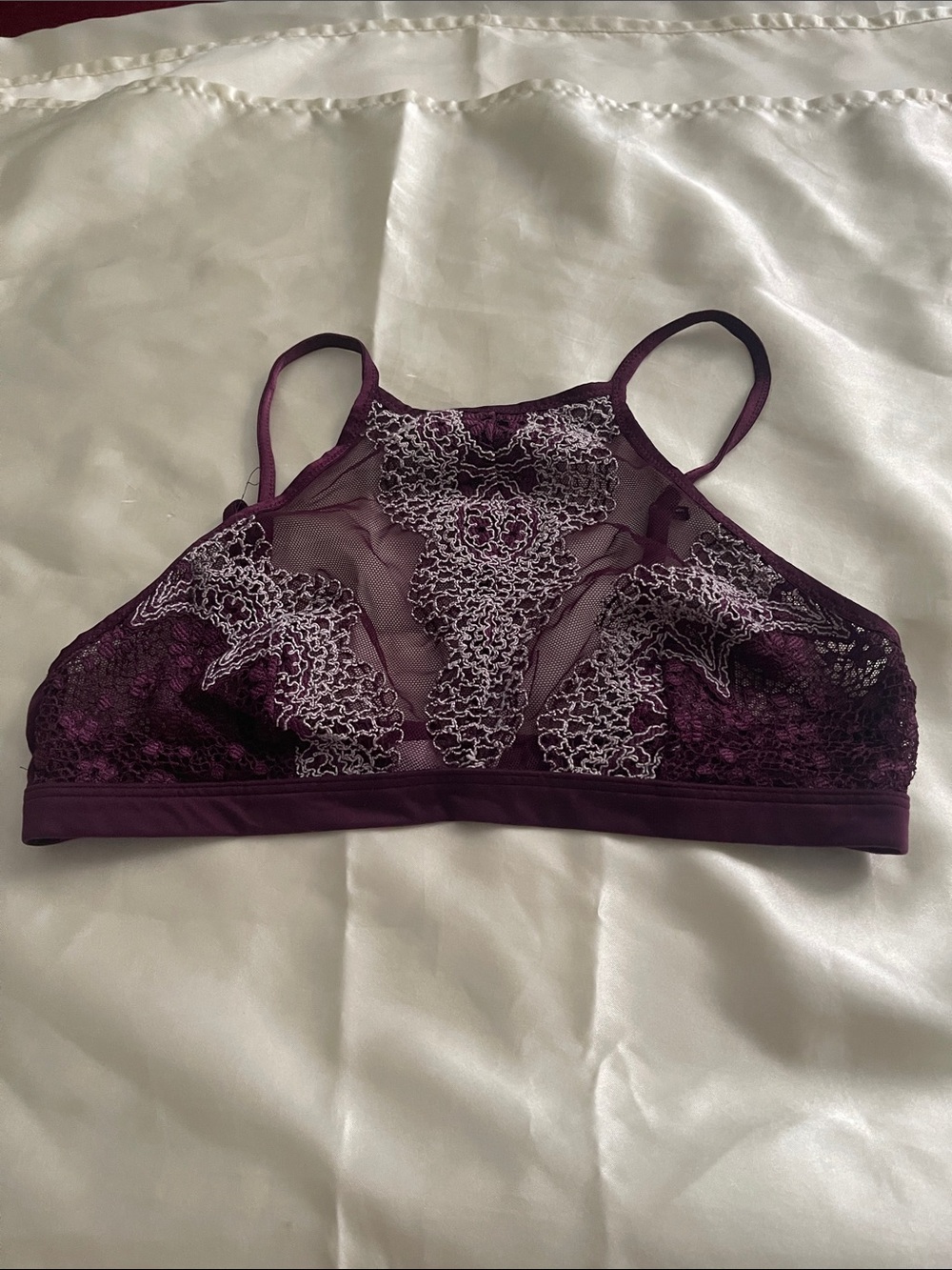 Victoria's Secret Plum Lace High-Neck Bralette - Picture 2 of 6